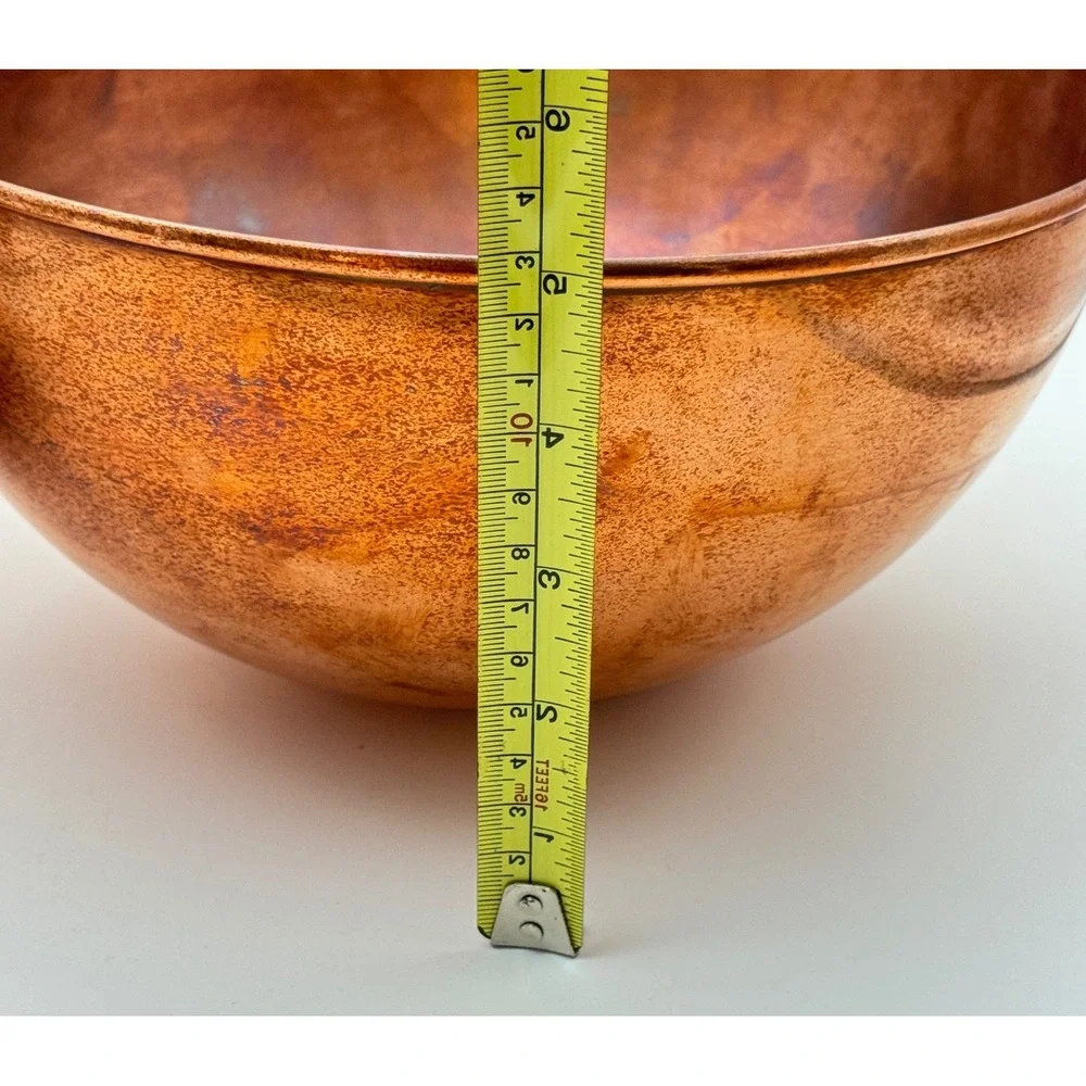 Copper Mixing Bowls Set of 2 Brass Ring Handles Round Bottom Kitchenware vintage
